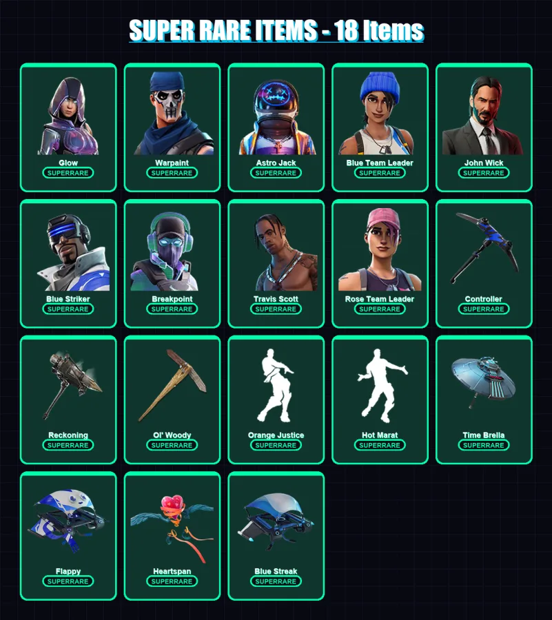 [PS4/PS5/XBOX/PC] | Glow | Warpaint | Astro Jack | Blue Team Leader | John Wick | 303 skin | 290 pickaxe | 218 emote | 215 glider | Lv2707