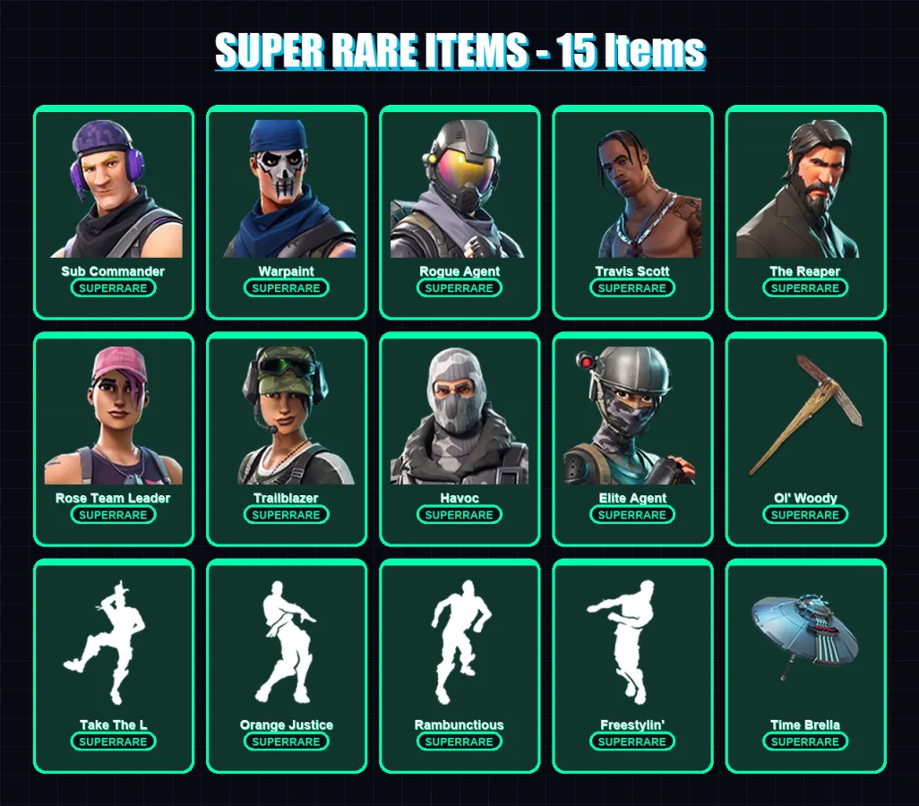 [PC/PSN] | Sub Commander | Warpaint | Rogue Agent | Travis Scott | The Reaper | 97 skin | 79 pickaxe | 73 emote | 78 glider | Lv831