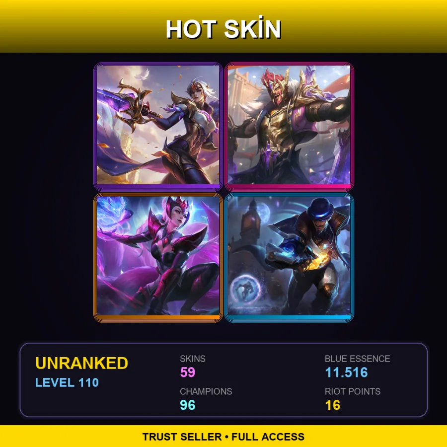 SG | Lv110 | Unranked | 59 Skin | 96 Champ — Unranked / Smurf League of Legends