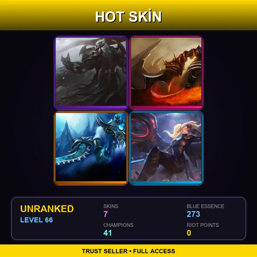 EUW | Lv66 | Unranked | 7 Skin | 41 Champ — LoL account