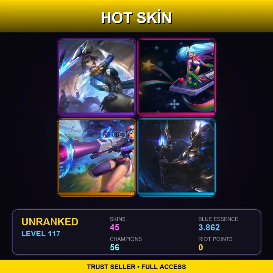 VN | Lv117 | Unranked | 45 Skin | 56 Champ — Arcade Sona