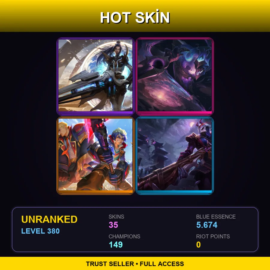EUNE | Lv380 | Unranked | 35 Skin | 149 Champ — LoL account