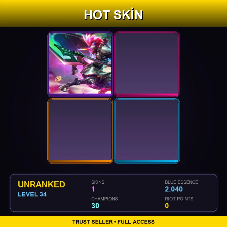 BR | Lv34 | Unranked | 1 Skin | 30 Champ
