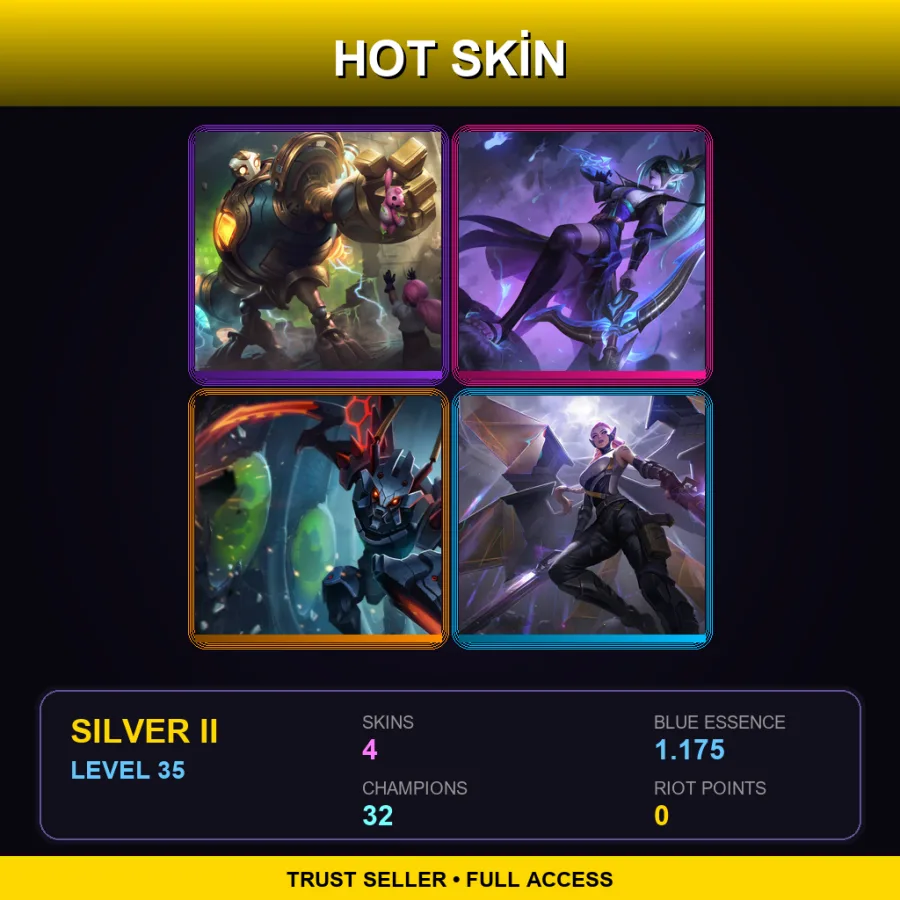 EUNE | Lv35 | Silver II | 4 Skin | 32 Champ