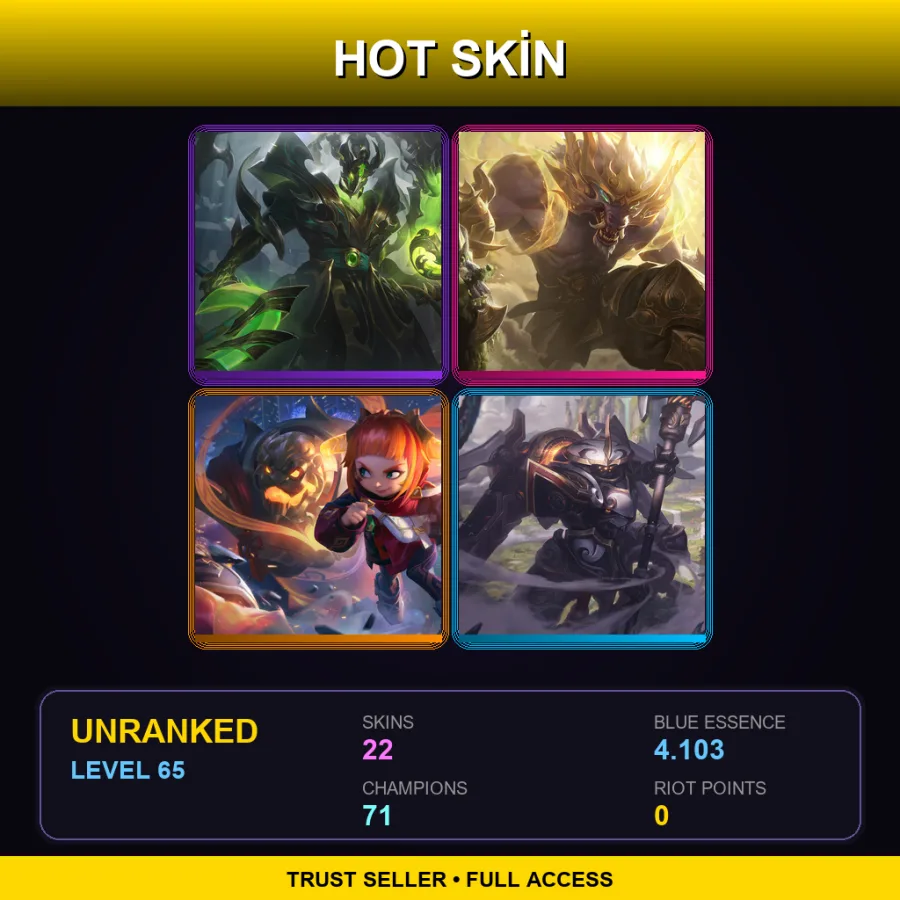 EUNE | Lv65 | Unranked | 22 Skin | 71 Champ