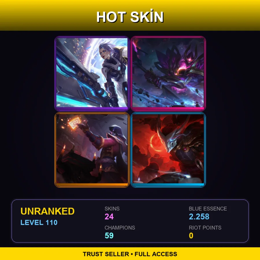 LAS | Lv110 | Unranked | 24 Skin | 59 Champ — Pulsefire Riven