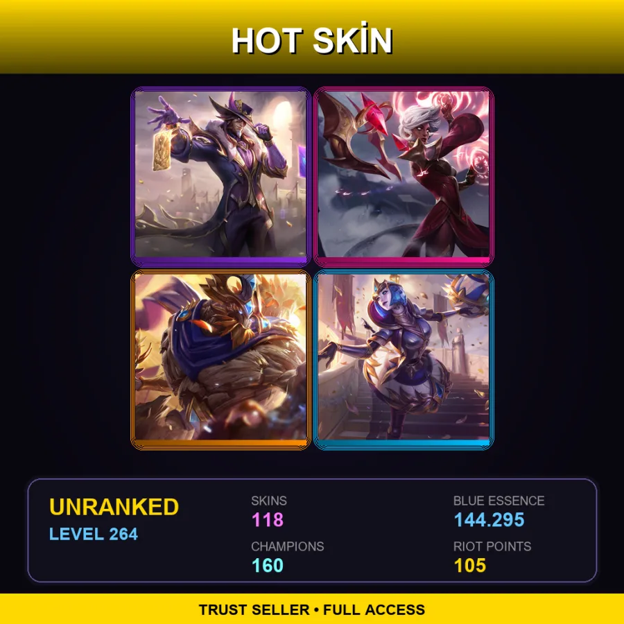 VN | Lv264 | Unranked | 118 Skin | 160 Champ — LoL account
