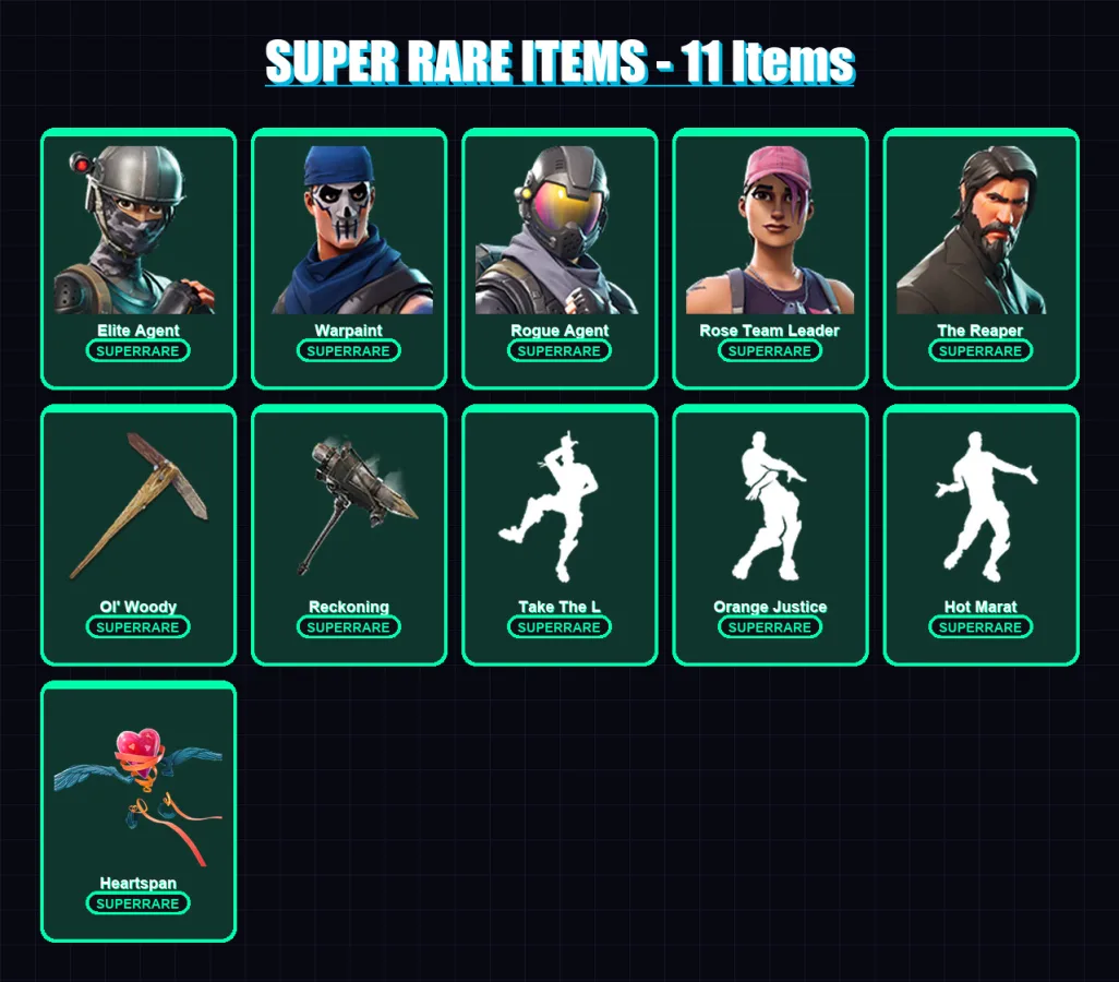 [PS4/PS5/PC] | Elite Agent | Warpaint | Rogue Agent | Rose Team Leader | The Reaper | 76 skin | 74 pickaxe | 86 emote | 71 glider | Lv759