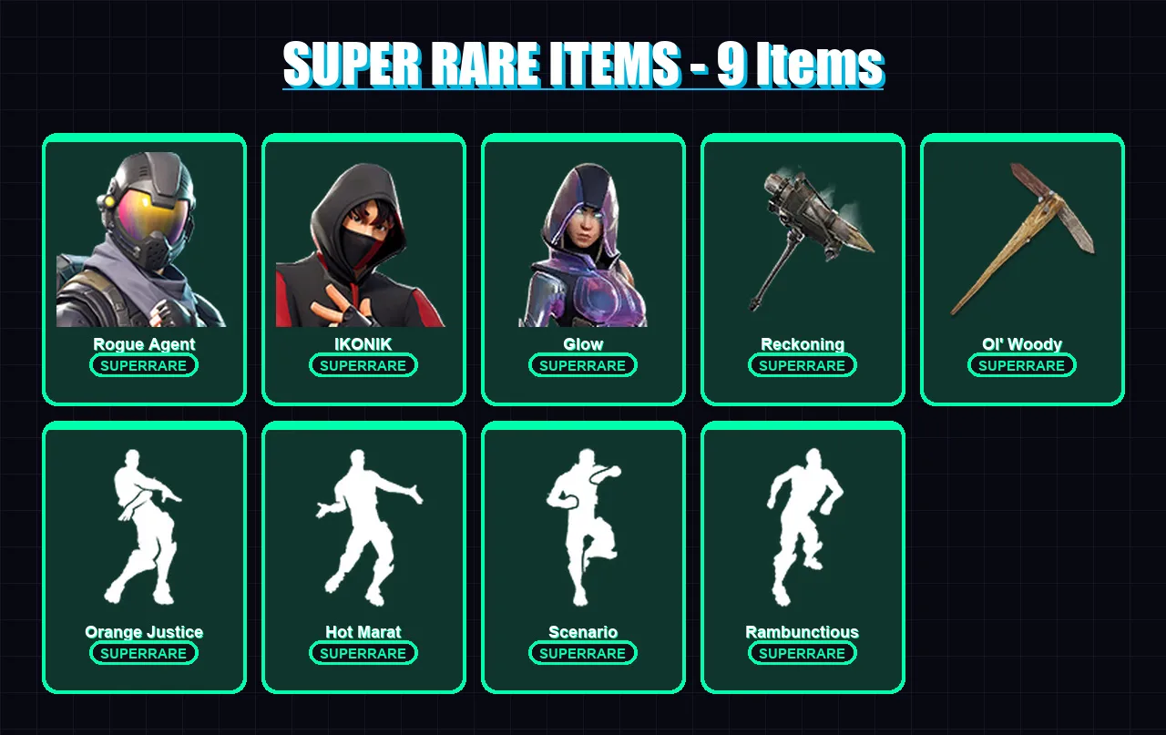 [PC/PSN] | Rogue Agent | IKONIK | Glow | The Prisoner | Fate | 68 skin | 57 pickaxe | 67 emote | 59 glider | Lv1014