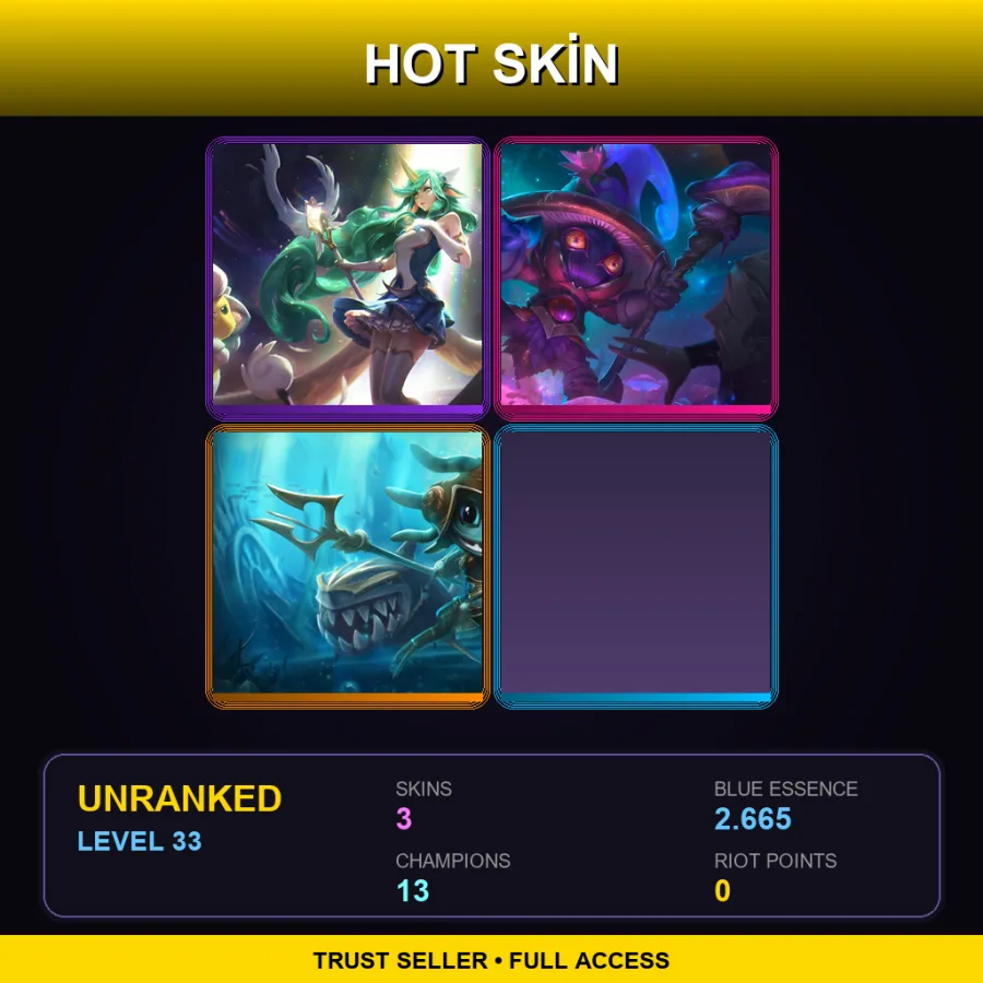 NA | Lv33 | Unranked | 3 Skin | 13 Champ