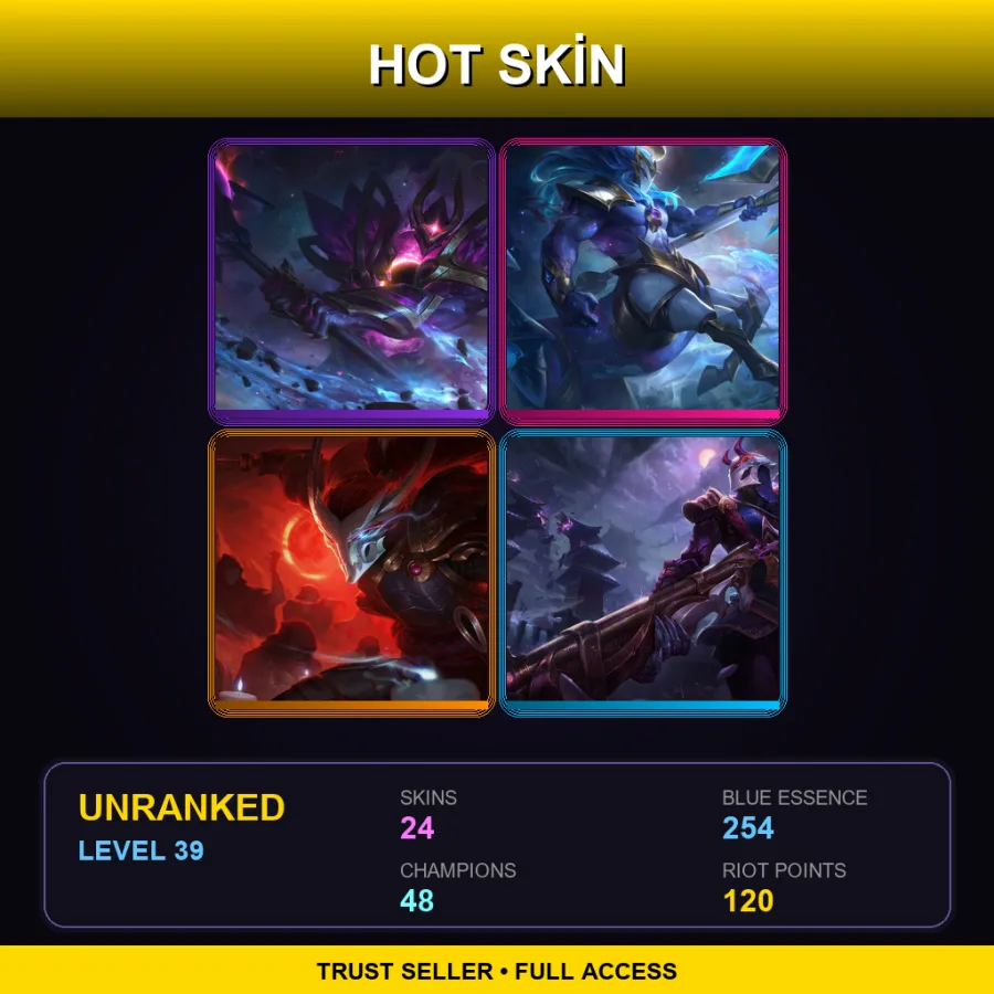 LAS | Lv39 | Unranked | 24 Skin | 48 Champ — LoL account