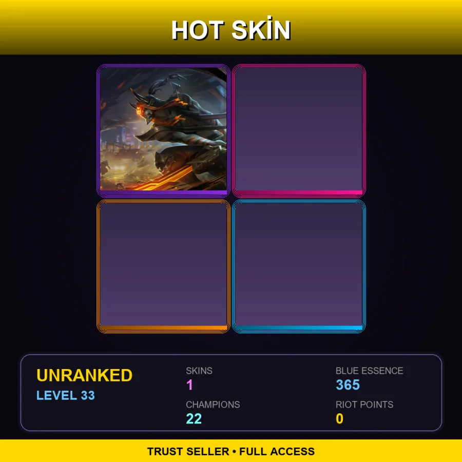 RU | Inkshadow Master Yi | 1 Skin | 22 Champ | Lv33