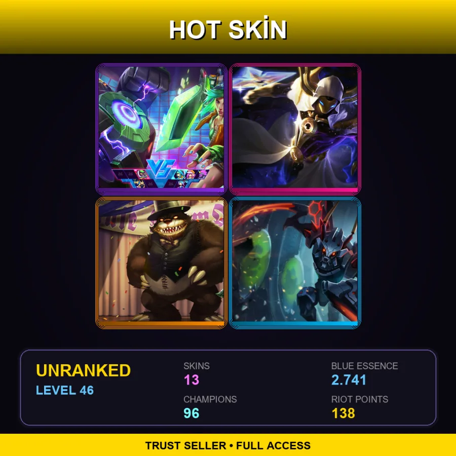 EUW | Lv46 | Unranked | 13 Skin | 96 Champ