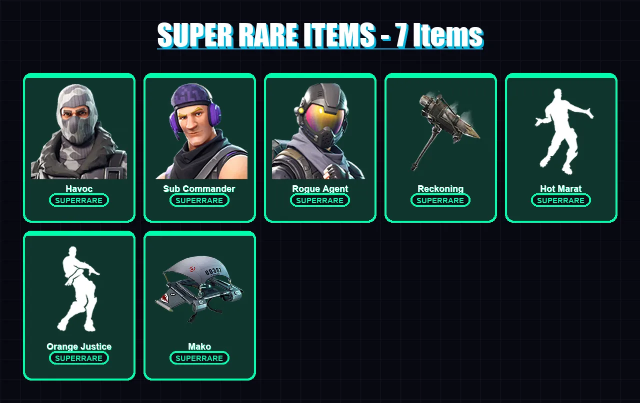[PC/XBOX/PSN] | Havoc | Sub Commander | Rogue Agent | A.I.M. | Omega | 46 skin | 50 pickaxe | 54 emote | 57 glider | Lv699