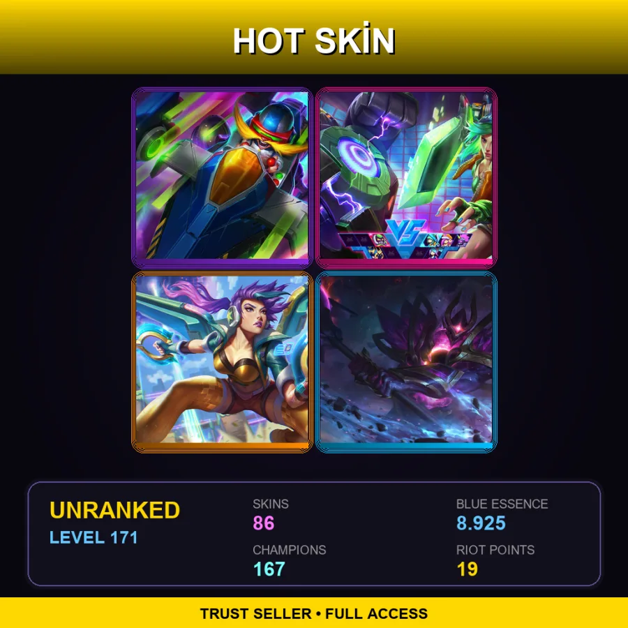VN | Lv171 | Unranked | 86 Skin | 167 Champ — LoL account