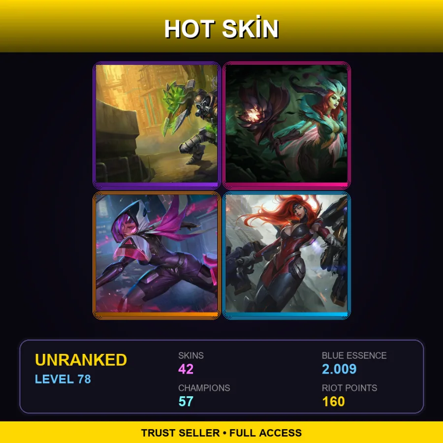 EUW | Lv78 | Unranked | 42 Skin | 57 Champ