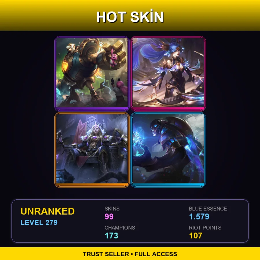 LAN | Lv279 | Unranked | 99 Skin | 173 Champ — Nightbringer Yasuo