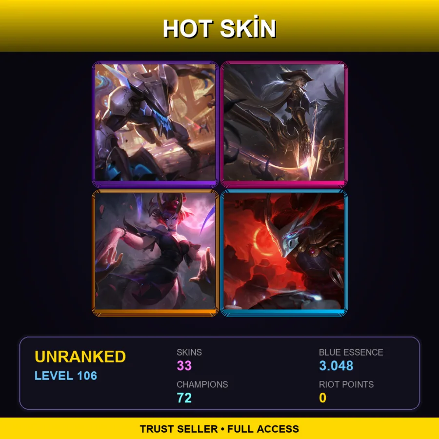 VN | Lv106 | Unranked | 33 Skin | 72 Champ