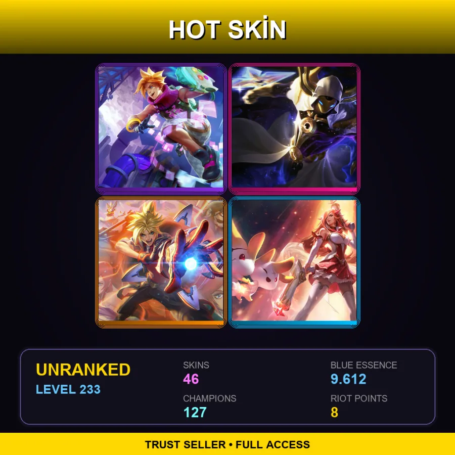 LAN | Lv233 | Unranked | 46 Skin | 127 Champ — LoL account