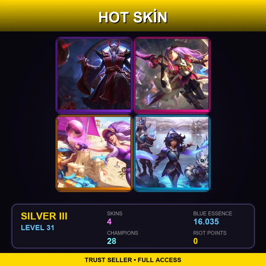 LAN | Lv31 | Silver III | 4 Skin | 28 Champ