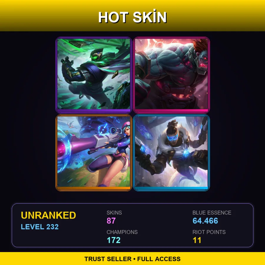TR | Lv232 | Unranked | 87 Skin | 172 Champ — Braum Lionheart