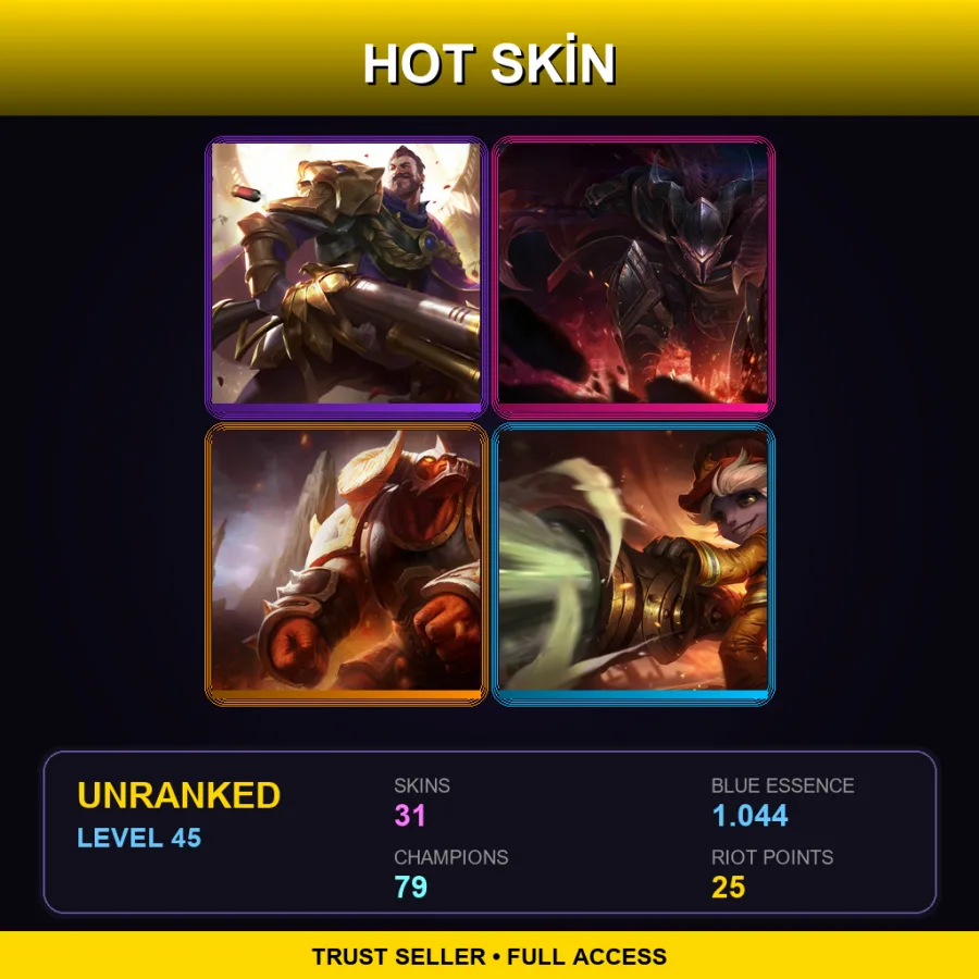 EUNE | Lv45 | Unranked | 31 Skin | 79 Champ — Medieval Twitch