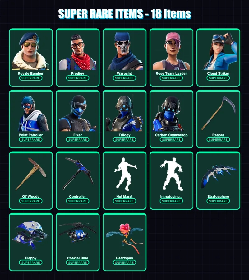 [PS4/PS5/XBOX/PC] | Royale Bomber | Ghoul Trooper | Lara Croft | Prodigy | Warpaint | 101 skin | 99 pickaxe | 117 emote | 98 glider | Lv1409