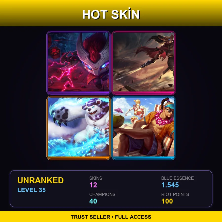 EUW | Lv35 | Unranked | 12 Skin | 40 Champ