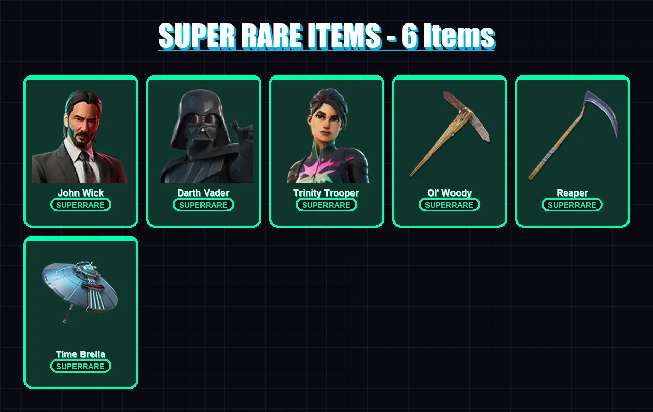 [PC/XBOX/PSN] | John Wick | Darth Vader | Trinity Trooper | Ronin | Peter Griffin | 361 skin | 318 pickaxe | 201 emote | 172 glider | Lv3067