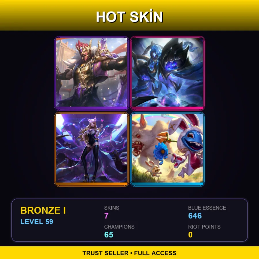 LAS | Lv59 | Bronze I | 7 Skin | 65 Champ — LoL account