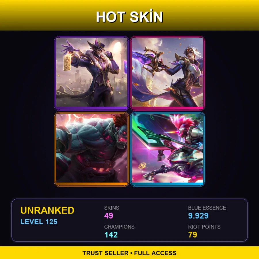 SG | Lv125 | Unranked | 49 Skin | 142 Champ — LoL account