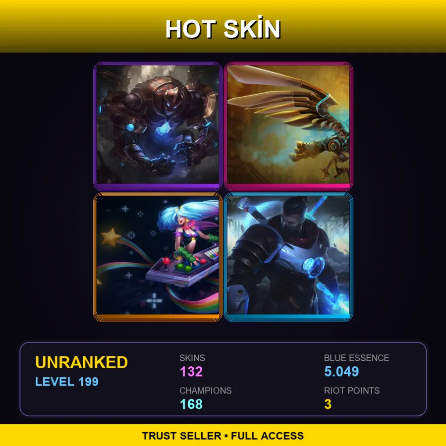 BR | Lv199 | Unranked | 132 Skin | 168 Champ — LoL account