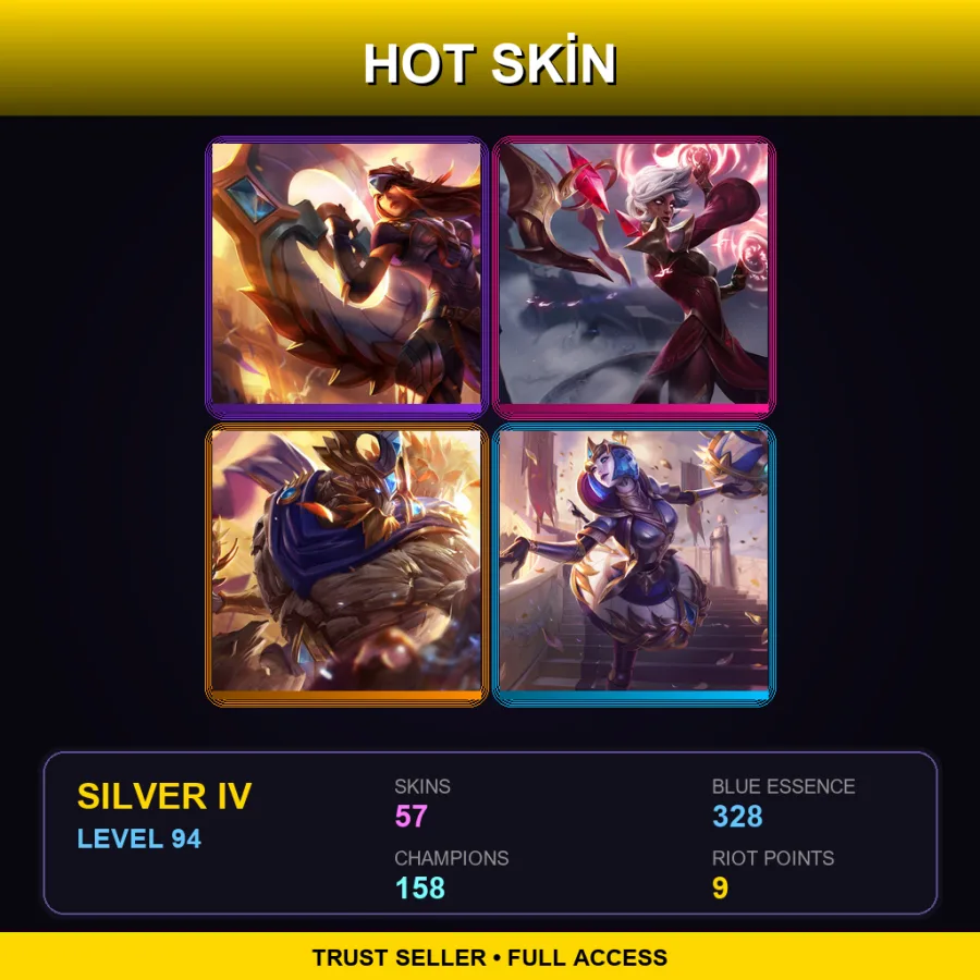 BR | Victorious Sivir | Conqueror Karma | Victorious Maokai | Victorious Orianna | 57 Skin | 158 Champ | Silver IV | Lv94