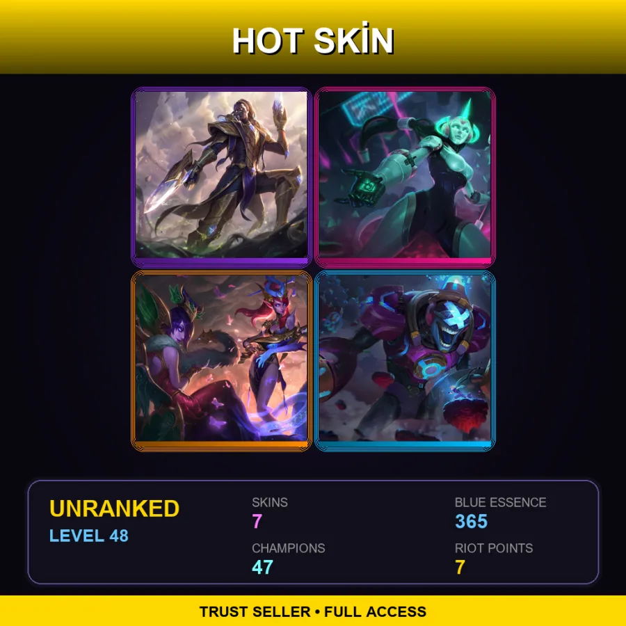 TW | Lv48 | Unranked | 7 Skin | 47 Champ — LoL account