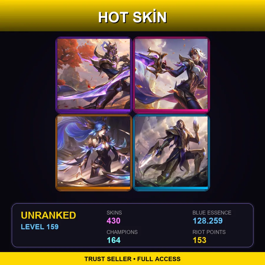 EUNE | Lv159 | Unranked | 430 Skin | 164 Champ