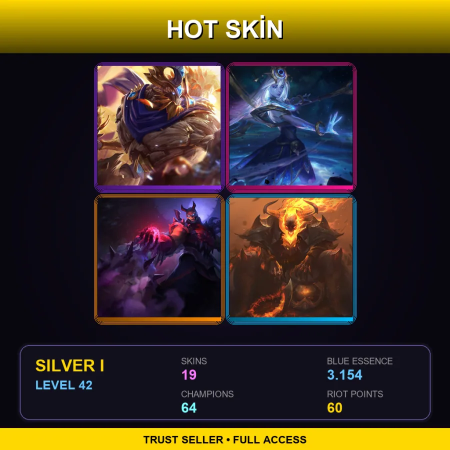 EUW | Lv42 | Silver I | 19 Skin | 64 Champ