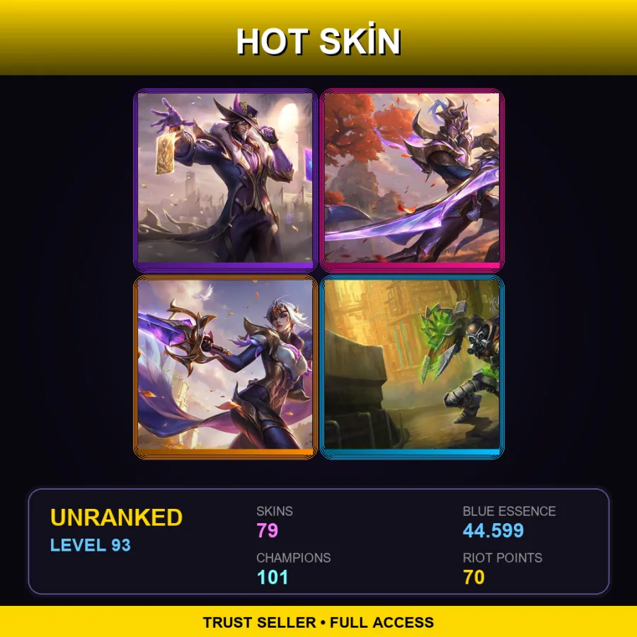 TR | Lv93 | Unranked | 79 Skin | 101 Champ — Hextech Singed
