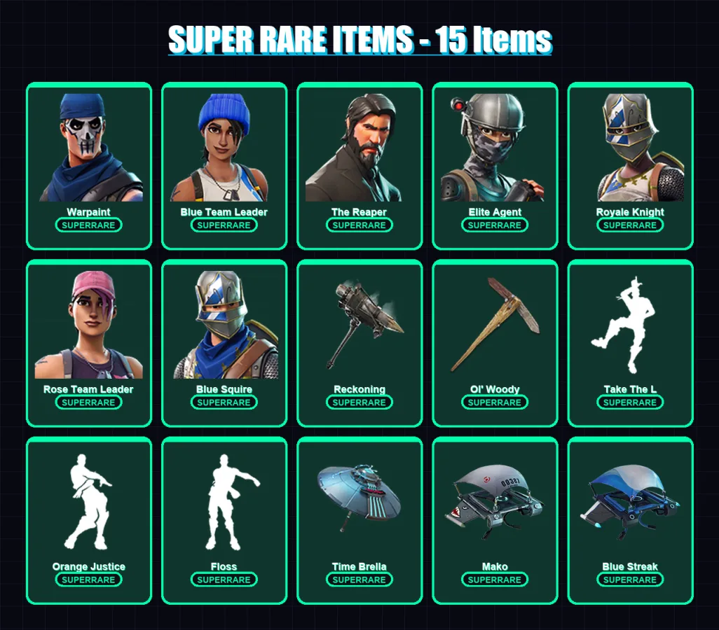 [PC/XBOX/PSN] | Warpaint | Blue Team Leader | The Reaper | Elite Agent | Royale Knight | 98 skin | 128 pickaxe | 101 emote | 119 glider | Lv1584 — Fortnite account