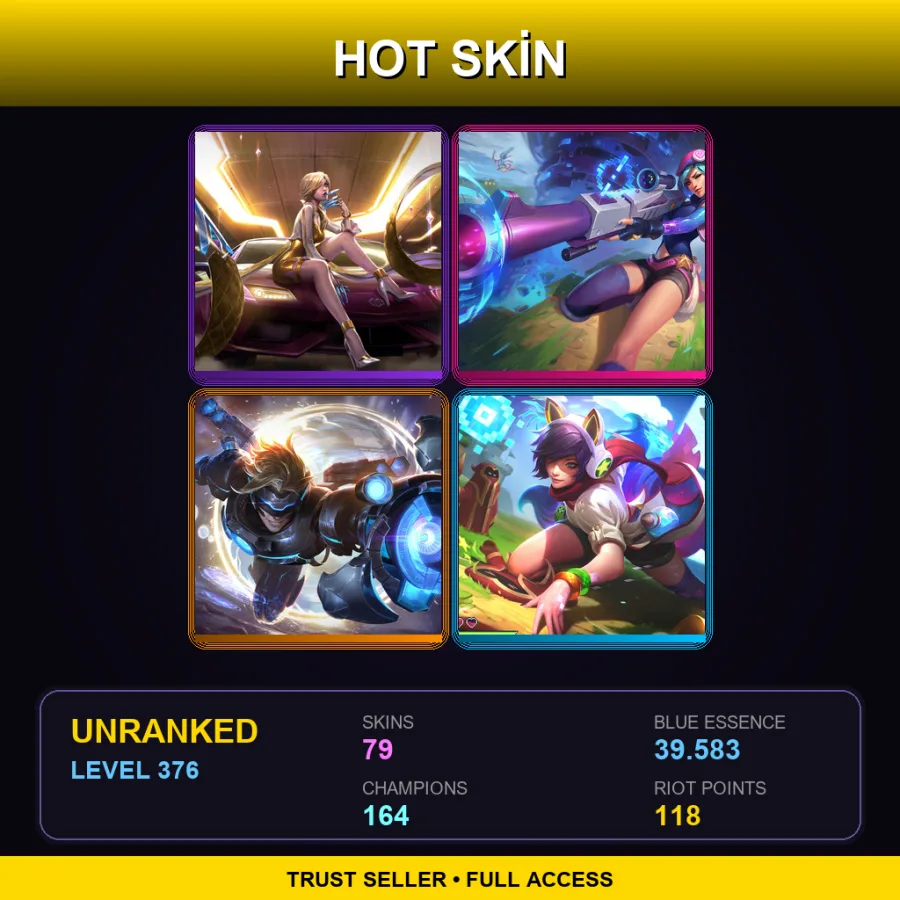 LAS | Lv376 | Unranked | 79 Skin | 164 Champ — Pulsefire Ezreal