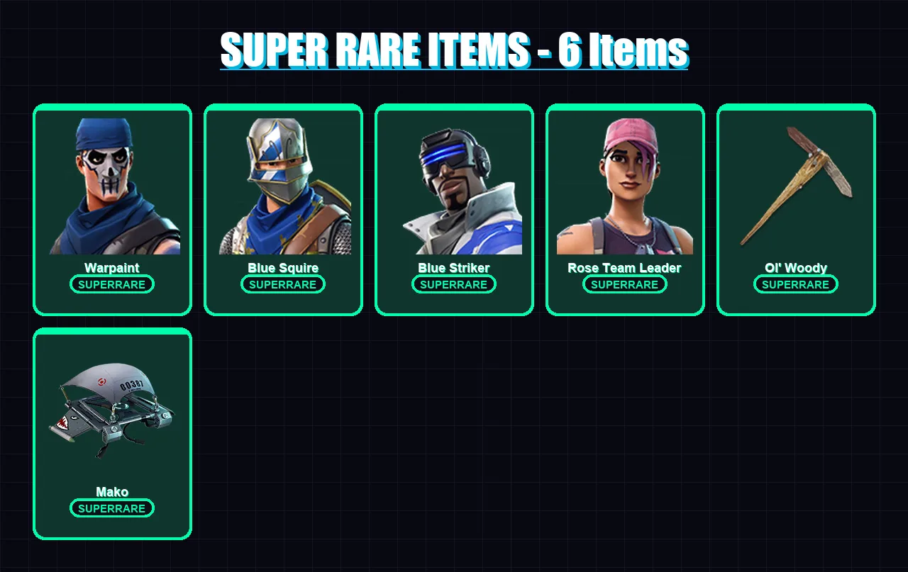 [PC/XBOX/PSN] | Warpaint | Blue Squire | Blue Striker | Rose Team Leader | Juice WRLD | 5 skin | 5 pickaxe | 4 emote | 7 glider | Lv106