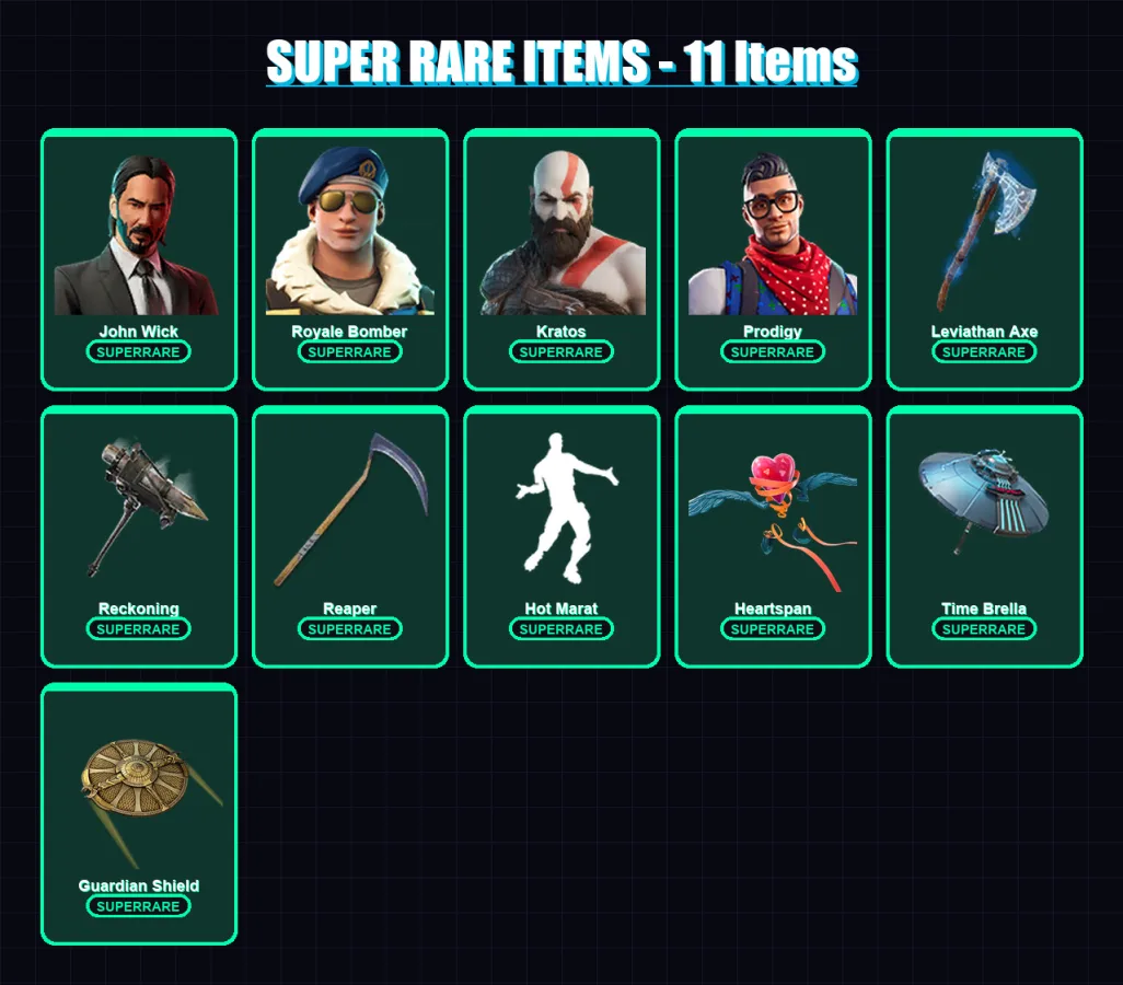[PC/XBOX] | John Wick | Royale Bomber | Kratos | Prodigy | Deadpool | 179 skin | 145 pickaxe | 249 emote | 117 glider | Lv2094
