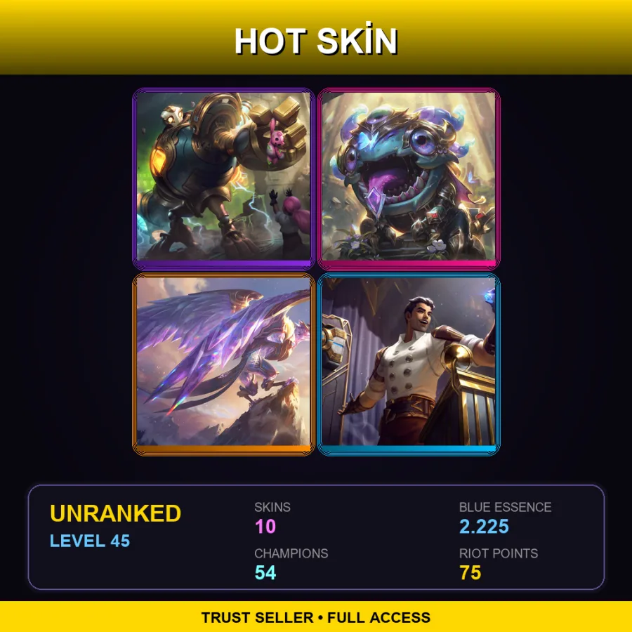 LAN | Lv45 | Unranked | 10 Skin | 54 Champ — Panda Teemo
