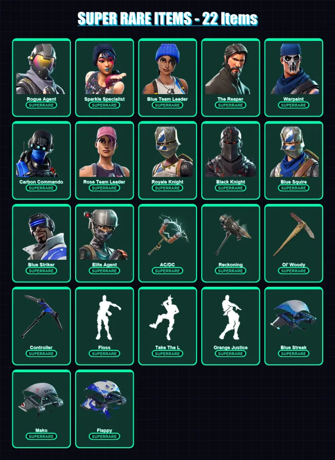 [PS4/PS5/XBOX/PC] | Rogue Agent | Sparkle Specialist | Blue Team Leader | The Reaper | Warpaint | 70 skin | 47 pickaxe | 48 emote | 59 glider | Lv85 — Fortnite account