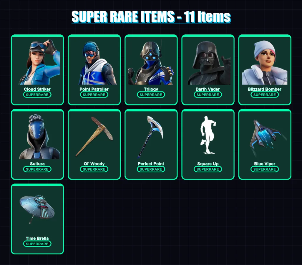 [PS4/PS5/XBOX/PC] | Cobalt Snowfoot | Rainbow Racer | Cloud Striker | 201 skin | Lv3180
