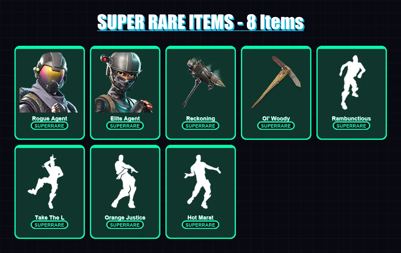 [PC/XBOX/PSN] | Rogue Agent | Elite Agent | The Prisoner | Raven | Predator | 74 skin | 59 pickaxe | 83 emote | 59 glider | Lv800