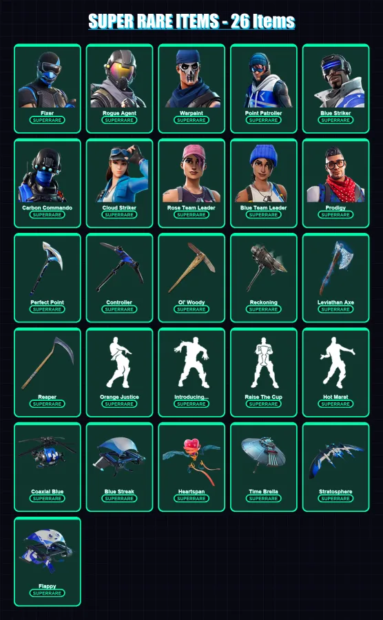 [PC/XBOX] | Fixer | Rogue Agent | Warpaint | Point Patroller | Blue Striker | 144 skin | 139 pickaxe | 134 emote | 127 glider | Lv1718