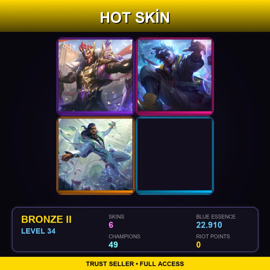 TR | Lv34 | Bronze II | 6 Skin | 49 Champ — LoL account