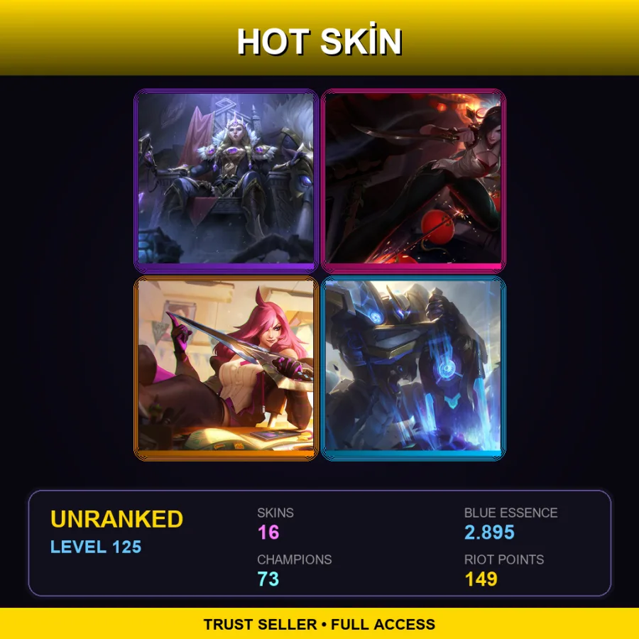 EUW | Lv125 | Unranked | 16 Skin | 73 Champ