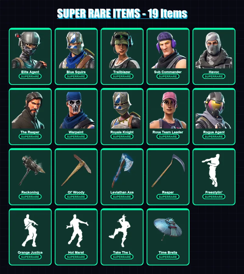[PS4/PS5/XBOX/PC] | Elite Agent | Blue Squire | Trailblazer | Sub Commander | Havoc | 132 skin | 129 pickaxe | 110 emote | 110 glider | Lv1574