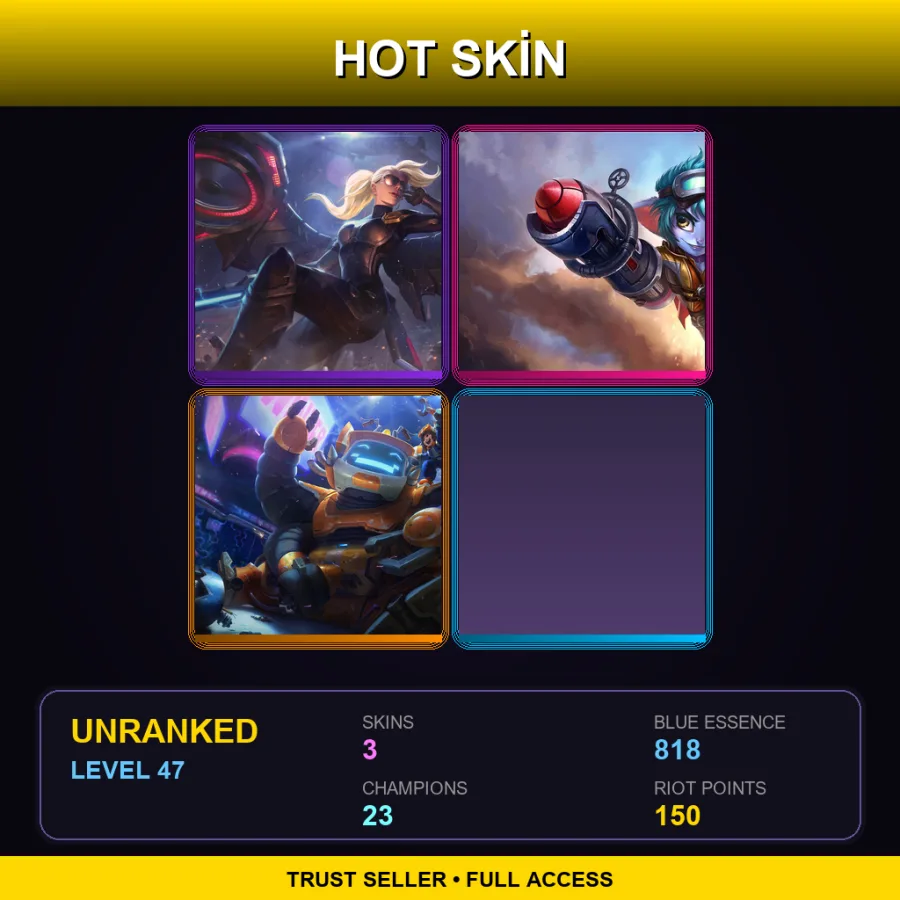LAN | Lv47 | Unranked | 3 Skin | 23 Champ — LoL account